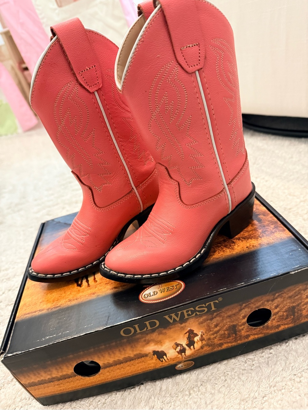 New! OLD WEST TODDLER GIRLS' WESTERN BOOTS - ROUND TOE - Size Toddler 8.5